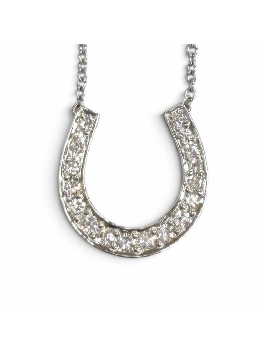Tiffany & Co Diamond Horseshoe Pendant Silver Necklace